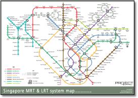 Singapore MRT & LRT train / rail map